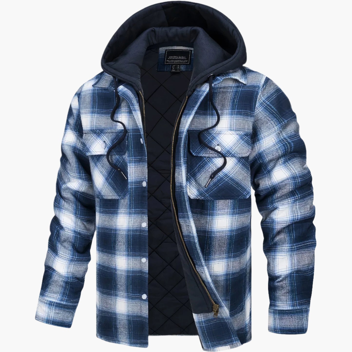 Men's Hooded Plaid Winter Shirt Jacket – Trendy Urban Flannel Coat for Fall and Winter