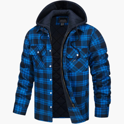 Men's Hooded Plaid Winter Shirt Jacket – Trendy Urban Flannel Coat for Fall and Winter