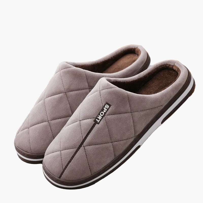 Men's Quilted Slip-On House Slippers with Thick Sole for Comfort and Warmth