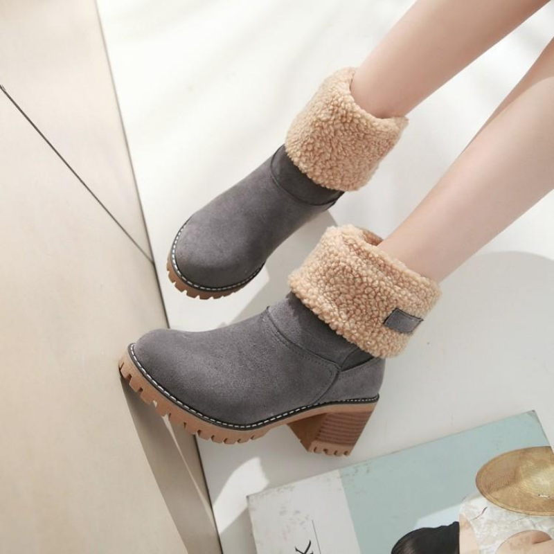 Women's Cozy Foldable Suede Winter Ankle Boots – Stylish All-Season Comfort