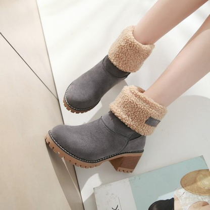 Women's Cozy Foldable Suede Winter Ankle Boots – Stylish All-Season Comfort