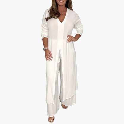 Women's Two-Piece Casual Longline Pantsuit – Relaxed Fit, Modern Versatile Outfit for Everyday and Events