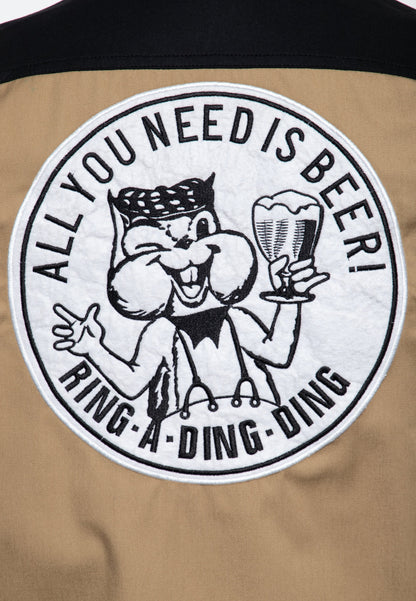Clive – Men's Short Sleeve Workwear Shirt with Beer Motif