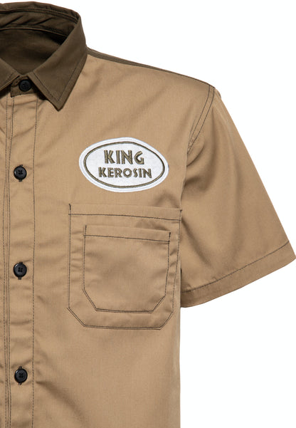 Clive – Men's Short Sleeve Workwear Shirt with Beer Motif